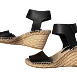 Vince Sophie Black Leather Wedge Espadrille Sandals Photo 3