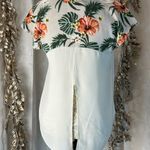 Miss Me  Floral Sleeve Boho Blouse Small Ivory Tropical Print crochet Detail‎ Photo 2