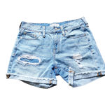 Madewell Denim Boyshorts Rip And Repair Edition Mid-Rise Jean Shorts Size 25 Photo 1