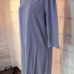 Sailor sailor tiny blue and white stripe boat neck 3/4 sleeve jersey dress Size L Photo 2