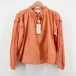 Cleobella NEW NWT  Phoenix Oversized Cotton Top XS Coral Orange Swiss Dot‎ Ruffle Photo 2