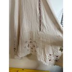 ZARA Cream Embroidered Midi Dress XS Scallop Hem Boho Festival Linen Blend Photo 9