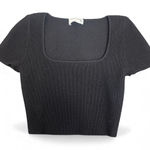 Babaton  Women Crop Top Small Black Ribbed Short Sleeve Square Neck Casual Photo 0