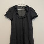 J.Crew Phoebe Ruffle Dress Solid Dark Gray Charcoal WOOL Blend Short Sleeve 2 Photo 3