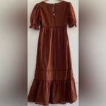 Reformation Bekkah Crocheted Lace Trim Organic Cotton Midi Dress in Cinnamon XS Photo 9
