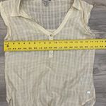 Guess Cream 3 Front Button Pullover Short Sleeve Sheer Blouse Longer in Back S Photo 10