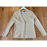 Talbots gold metallic ribbed vneck cardigan sweater m Photo 9
