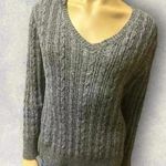 st. john's bay St John’s Bay grey v neck long sleeve pullover cable Knit sweater Sz OX Photo 3