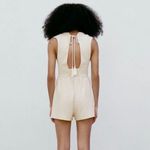 ZARA Cream White Embroidered Floral Lace V-neck Sleeveless Romper Jumpsuit Sz S Photo 12