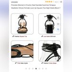 Walmart Elegant Women’s Lace Up Square Toe Black Heels Size US 9 Photo 3