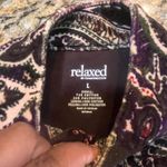 Charter Club Charter‎ Club Women's Large Relaxed Purple/ Brown  Velour Paisley Vest Photo 2