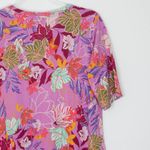 LOGO By Lori Goldstein LOGO Lori Goldstein Floral Maxi Dress Shark Bite Hem Size S Pink Lagenlook Artsy Photo 6