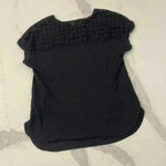 Calvin Klein Slubbed Eyelet Yoke Back Linen Casual Short Sleeve Top Womens Small Photo 3