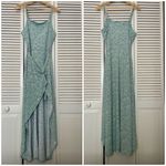Aqua & Light Blue Rose Print Wrap Slip Maxi Dress XL Size 15 Photo 1