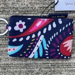 Vera Bradley  Lighten Up Zip ID Case Navy Blue Pink Travel Coin Pouch Keyring Photo 1