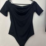 Nine West Black Off-Shoulder Thong Bodysuit Photo 0