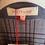 Solitaire NWT: Anthropologie  women’s Gray/Plaid Trench Vegan Suede Jacket- sz- M Photo 2