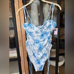 Wild Fable NWT  one piece swimsuit toile floral print square neck ruched bows tie Photo 1