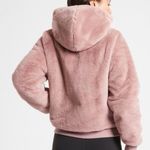 Athleta Ritual Jacket Winter Coat Hooded Full Zip Longsleeve Mauve Faux Fur M Photo 1
