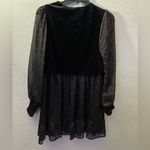 ZARA  Black With Gold Glitter Sheer Mini Dress With Velvet Vest In S Photo 4