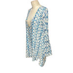 frankie's bikinis 8 Days a Week by Frankie's Bikinis Cover-Up Ikat Tunic Top Blue Size Medium Photo 3