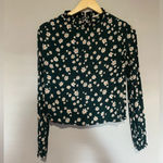 Elodie  Dark Green and Floral Long Sleeve Blouse Size Extra Small XS Photo 0