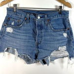 Levi's Women's 501 Light Wash Button Fly Distressed Jean Shorts Sz 28 Boho Photo 0