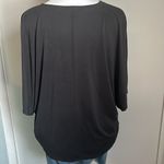 Halogen Drapey Boho Short Sleeve Surplice Brushed Knit Top in Matte Black Photo 5