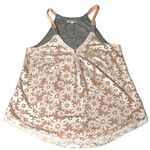 Rewind Floral Embroidered Lace Solid Back Halter Style Mixed Media Flowy Tank Top Small White Orange Gray Photo 3
