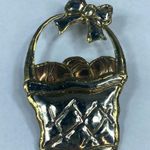 Easter Basket Jewelry Pin Brooch Silver Gold Color Metal Bow Eggs Handle Holiday Photo 1