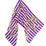Vintage Echo Silk Scarf Purple White Stripe Berries Strawberries Leaves Garden Photo 0