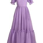 NWT Ivy City Co Wonderland Gown in Purple Flocked Heart Print Maxi Dress M Size M Photo 0