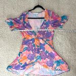 Cupshe Purple and Pink Flutter Sleeve Asymmetrical Swim Coverup Photo 4