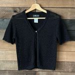 Sag Harbor Vintage 90s Crochet Black  Petites Short Sleeve Single Button Cardigan Photo 6