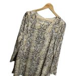 Harper Wren Snakeskin Print Dress S Shift Long Sleeved Cream Evening Flowy Gray Photo 1