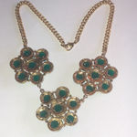 Yochi Brand Gold Tone & Green Jade Color Boho Retro Bubble Statement Necklace Photo 7