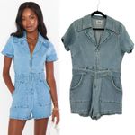 Show Me Your Mumu  Outlaw Romper Denim‎ Zip Front Belted Blue Size XL Photo 1