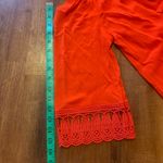 Cato NWT top Medium Poinciana Orange Crocheted trim sleeves bottom off shoulder Photo 3
