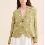 Milly NWT $198 Free People Cali Printed Blazer Jacket XS Green Daisy Flower Pink Photo 2