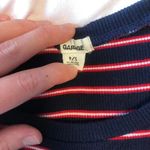 Garage  Baby Tee Red White Navy Blue Stripe Ribbed 90s Inspired Lettuce Hem Small Photo 1