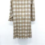 Vintage Tweed Double Breasted Plaid Gingham Jacket Coat Peacoat Trench Long Tan Size M Photo 5