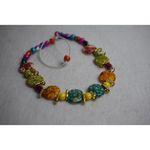 Handmade Fun Funky Beachy Colorful Beaded 20 Inch Stretch Necklace Blue Photo 2