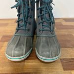 LL Bean Womens Duck Boots 7 Blue Quilted Mid Calf Rain Snow Rubber Lace Outdoor Photo 9