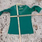 Quacker Factory  Green Womens 3/4 sleeve Embellished Rhinestones pant set Med Photo 4