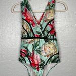 Modcloth Women L Blue Pink Floral The Gilda One-Piece Swimsuit Pads Built in Bra Photo 0