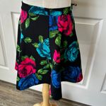 Forever 21 Floral A-Line Skirt XS Black Pink Blue Roses Photo 5