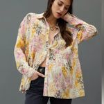 Pilcro | Anthropologie Smocked Buttondown Boho Blouse Women’s Size XXSP Pink Photo 0