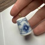 B & G Bing Porcelain White & Blue Thimble Pendant Necklace Made In Denmark Gold Photo 3