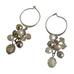 Silver tone dangling bead hoop earrings Photo 0