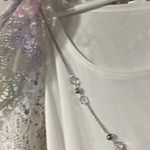 Alfred Dunner Delicate Floral Open Front Blouse W/ Attached Tank and Jeweled Necklace Ensemble Photo 7